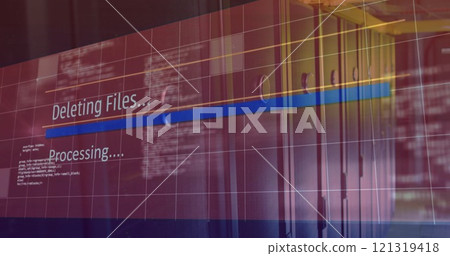 Image of data processing over server room Image of data processing over server room 121319418