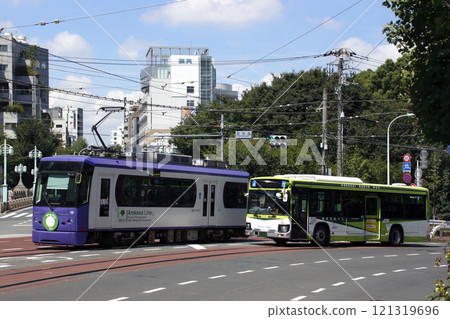 Kokusai Kogyo Bus and Toden Arakawa Line running through Asuka and Osaka (Oji/Asukayama, Kita-ku, Tokyo) 121319696