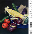 Summer dinner table illustration 121320239