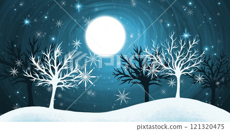Image of snow falling over winter scenery Image of snow falling over winter scenery 121320475