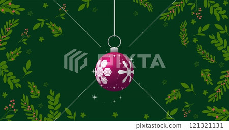 Image with christmas bauble on green background 121321131