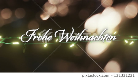 Image of frohe weihnachten text and fairy lights background Image of frohe weihnachten text and fairy lights background 121321221