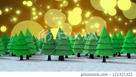 Image of christmas trees and spots of light falling background Image of christmas trees and spots of light falling background 121321321