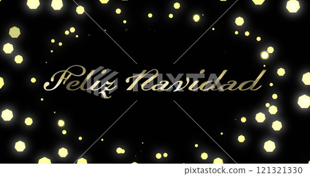 Image of feliz navidad text over spots of light on black background Image of feliz navidad text over spots of light on black background 121321330