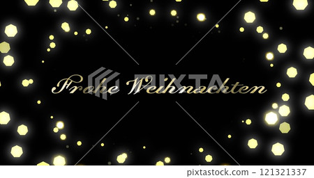 Image of frohe wihnachten text over spots of light on black background Image of frohe wihnachten text over spots of light on black background 121321337