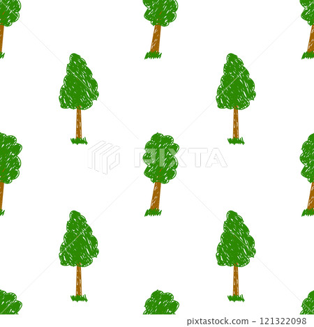 Hand-Drawn Tree Seamless Pattern Hand-Drawn Tree Seamless Pattern 121322098