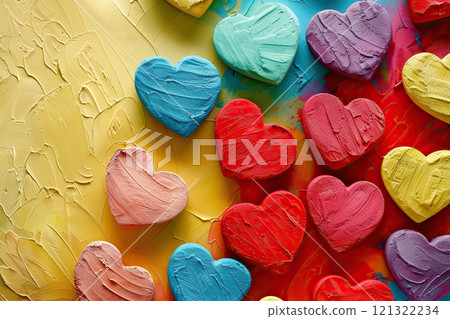 Beautiful greeting card with bright holiday composition for happy and joy celebrate valentines day 121322234