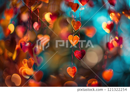 Beautiful greeting card with bright holiday composition for happy and joy celebrate valentines day Beautiful greeting card with bright holiday composition for happy and joy celebrate valentines day 121322254