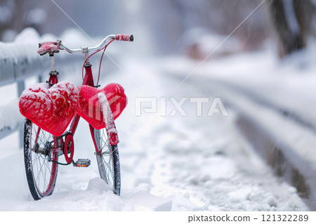 Beautiful greeting card with bright holiday composition for happy and joy celebrate valentines day 121322289