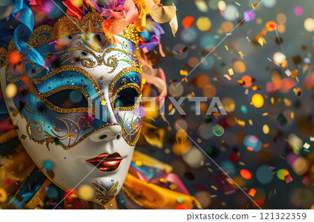 Beautiful greeting card with bright holiday composition for happy joy celebrate mardi gras 121322359