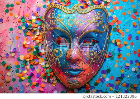 Beautiful greeting card with bright holiday composition for happy joy celebrate mardi gras 121322396