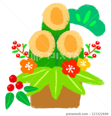 蠟筆觸摸新年圖像插圖 蠟筆觸摸新年圖像插圖 121322699