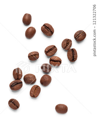 Freshly roasted coffee beans isolated on a white background Freshly roasted coffee beans isolated on a white background 121322706