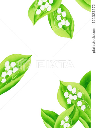 Lily of the valley card frame watercolor card frame illustration Lily of the valley card frame watercolor card frame illustration 121323272
