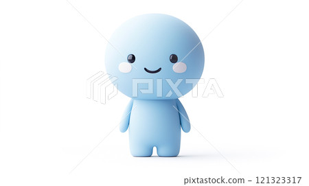 一個可愛的微笑藍色娃娃的 3D 插圖 一個可愛的微笑藍色娃娃的 3D 插圖 121323317