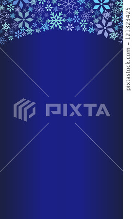 Vector frame background illustration material of snowflakes on a blue background [without text] [vertical] 121323425