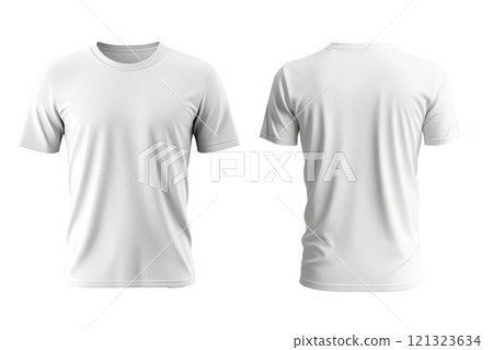 Set of front and back view of white t-shirts mockup Set of front and back view of white t-shirts mockup 121323634