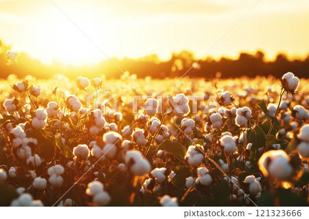 Field of ripe cotton bolls in sunset Field of ripe cotton bolls in sunset 121323666