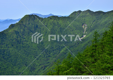Fresh greenery in the Misaka Mountains: View of Junigatake and Onigatake from Nakafujiyama Fresh greenery in the Misaka Mountains: View of Junigatake and Onigatake from Nakafujiyama 121323765