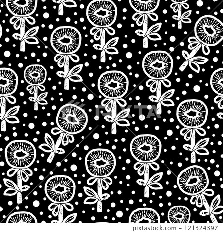 seamless pattern with doodle flowers seamless pattern with doodle flowers 121324397