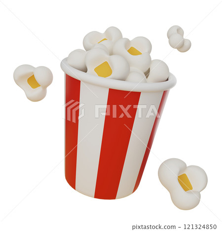 popcorn in a paper cup 3D graphic popcorn in a paper cup 3D graphic 121324850