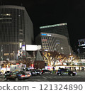 A taxi passing through an intersection at night (Ginza) 121324890