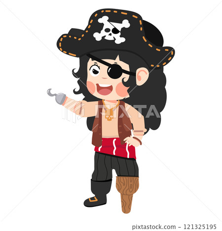 Kid girl character in pirate costume 121325195