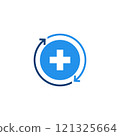 Medical cross and arrow icon logo 121325664