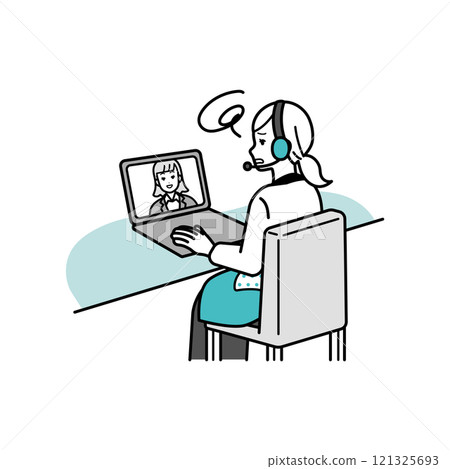 Housewife using a webcam Housewife using a webcam 121325693