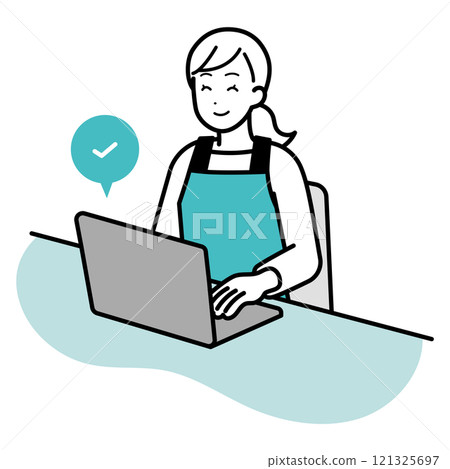 A housewife clicking on a computer A housewife clicking on a computer 121325697