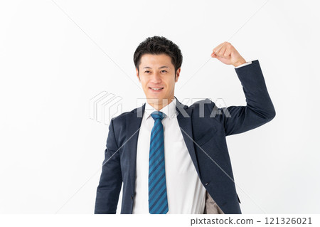 Businessman portrait guts pose 121326021