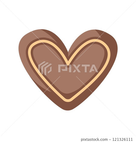 Heart shaped chocolate candy with a decorative outline in mocha mousse color. Perfect for Valentine Day theme, ,romantic gifts, festive and culinary design. 121326111