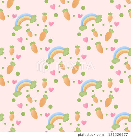 Colorful rainbow with carrots decoration heart background illustration 121326377