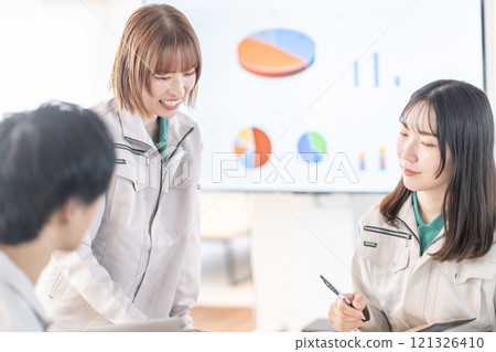 A group of engineers conducting a design review 121326410