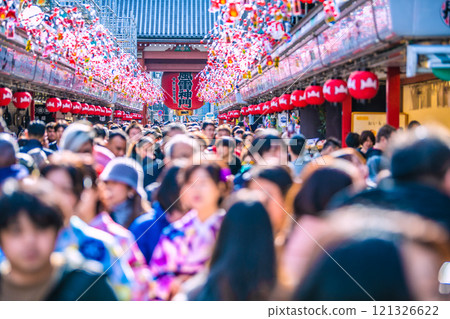 Tokyo cityscape, Japan. End of the year. Warm sunshine... Sensoji Temple crowded with foreign tourists. It's like a melting pot of races... = 20th 121326622
