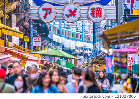Tokyo cityscape, Japan - End of the year. Inbound tourism continues... Ameyoko is bustling with foreign tourists... = December 20th Tokyo cityscape, Japan - End of the year. Inbound tourism continues... Ameyoko is bustling with foreign tourists... = December 20th 121327800
