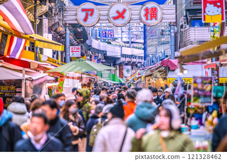 Tokyo cityscape in Japan: End of the year. Inbound tourism continues... Ameyoko bustling with foreign tourists... = December 20, 2024 Tokyo cityscape in Japan: End of the year. Inbound tourism continues... Ameyoko bustling with foreign tourists... = December 20, 2024 121328462