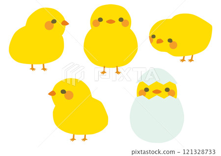 可愛的小雞插畫集向量素材 可愛的小雞插畫集向量素材 121328733
