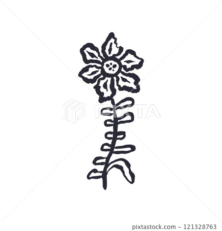 Black and white minimal abstract inky line art flower Black and white minimal abstract inky line art flower 121328763