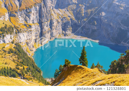 Oeschinen Lake near Kandersteg, Switzerland 121328801