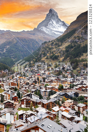 Zermatt, Switzerland Alpine Village with the Matterhorn Zermatt, Switzerland Alpine Village with the Matterhorn 121328814