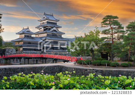 The historic Matsumoto Castle in Matsumoto, Japan 121328833
