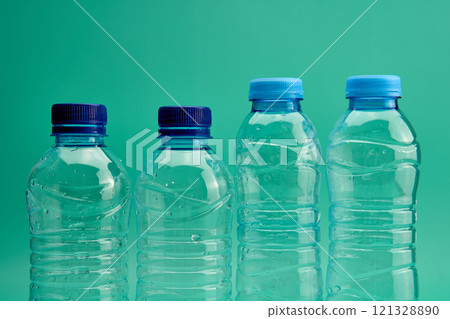 Taking care of our environment, plastic bottles arranged for recycling. 121328890
