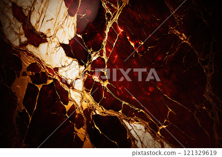 Red and gold marble background. Invitation, card backdrop, banner. 121329619