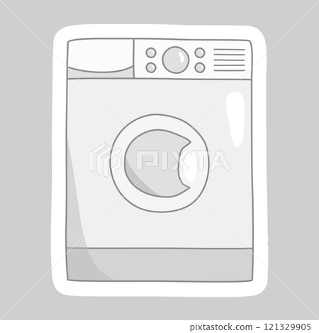 Sticker with front side of Washing machine or Cloth dryer, style vector 121329905