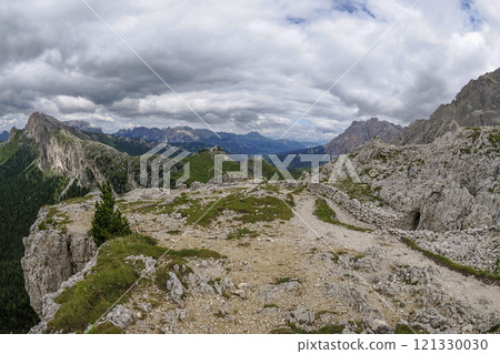 first world war mountain foxhole in Dolomites, Italy first world war mountain foxhole in Dolomites, Italy 121330030