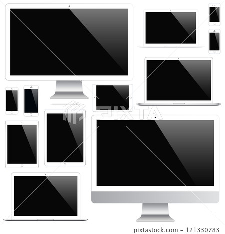 mockup gadget and device: smartphones, tablets, laptops and computer monitors with blank screen isolated on white background. vector illustration mockup gadget and device: smartphones, tablets, laptops and computer monitors with blank screen isolated on white background. vector illustration 121330783