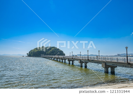 蒲郡市竹島園地、海上竹島大橋、竹島風景（愛知縣） 121331944