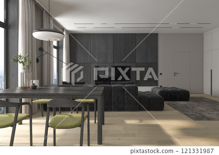 Modern style conceptual interior room 3d illustration Modern style conceptual interior room 3d illustration 121331987