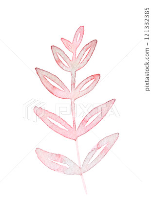 Pink watercolor leaf illustration: elegant floral botanical art with smooth Pink watercolor leaf illustration: elegant floral botanical art with smooth 121332385